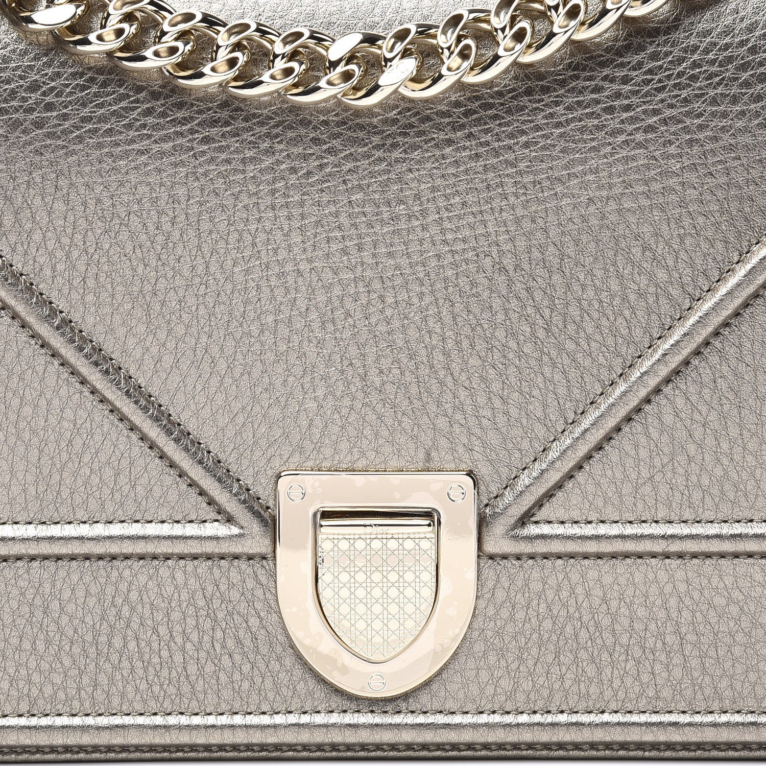 Christian Dior Metallic Grained Calfskin Medium Diorama Flap Bag Pale Gold 9 of 10