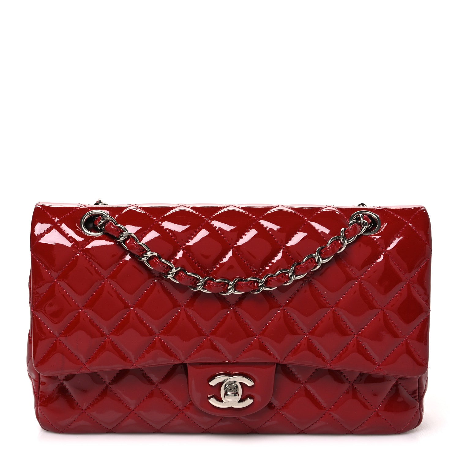 Chanel Patent Calfskin Quilted Medium Double Flap Red 1 of 9