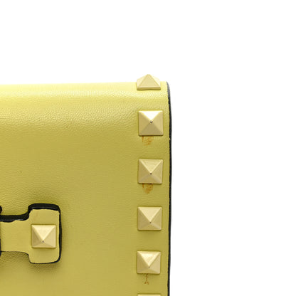 Valentino Garavani Nappa Monochrome Rockstud Wristlet Clutch Soft Yellow 10 of 10