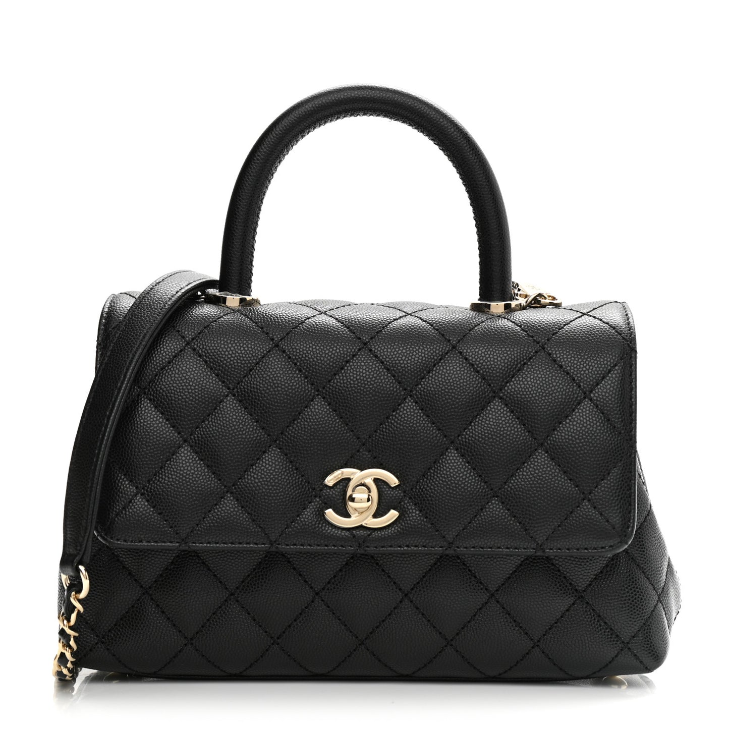 Caviar Quilted Mini Coco Handle Flap Black