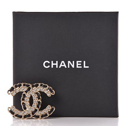 Chanel Lambskin Crystal CC Brooch Black Gold 5 of 5