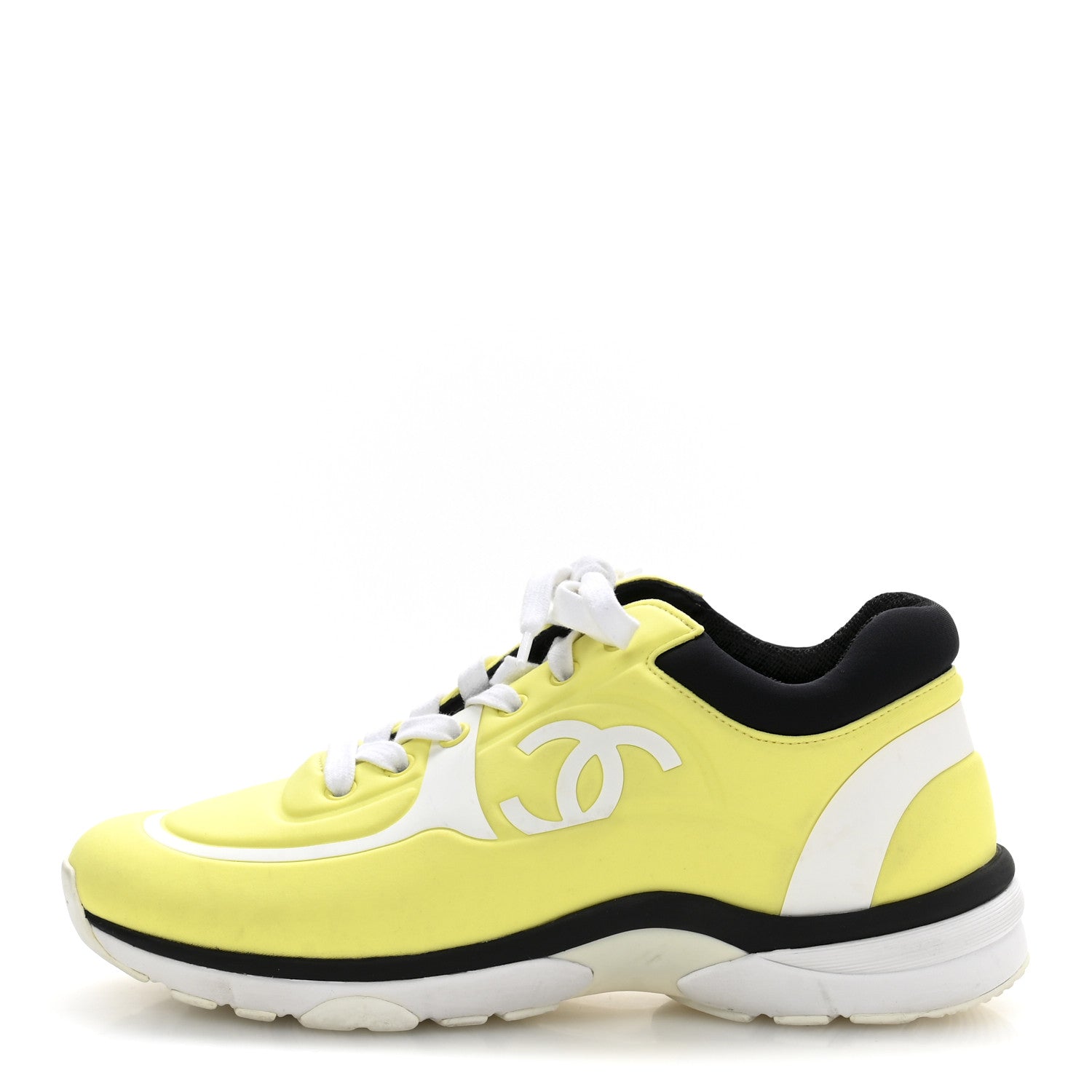 Chanel Lycra Fabric CC Sneakers 38 Yellow 1 of 10