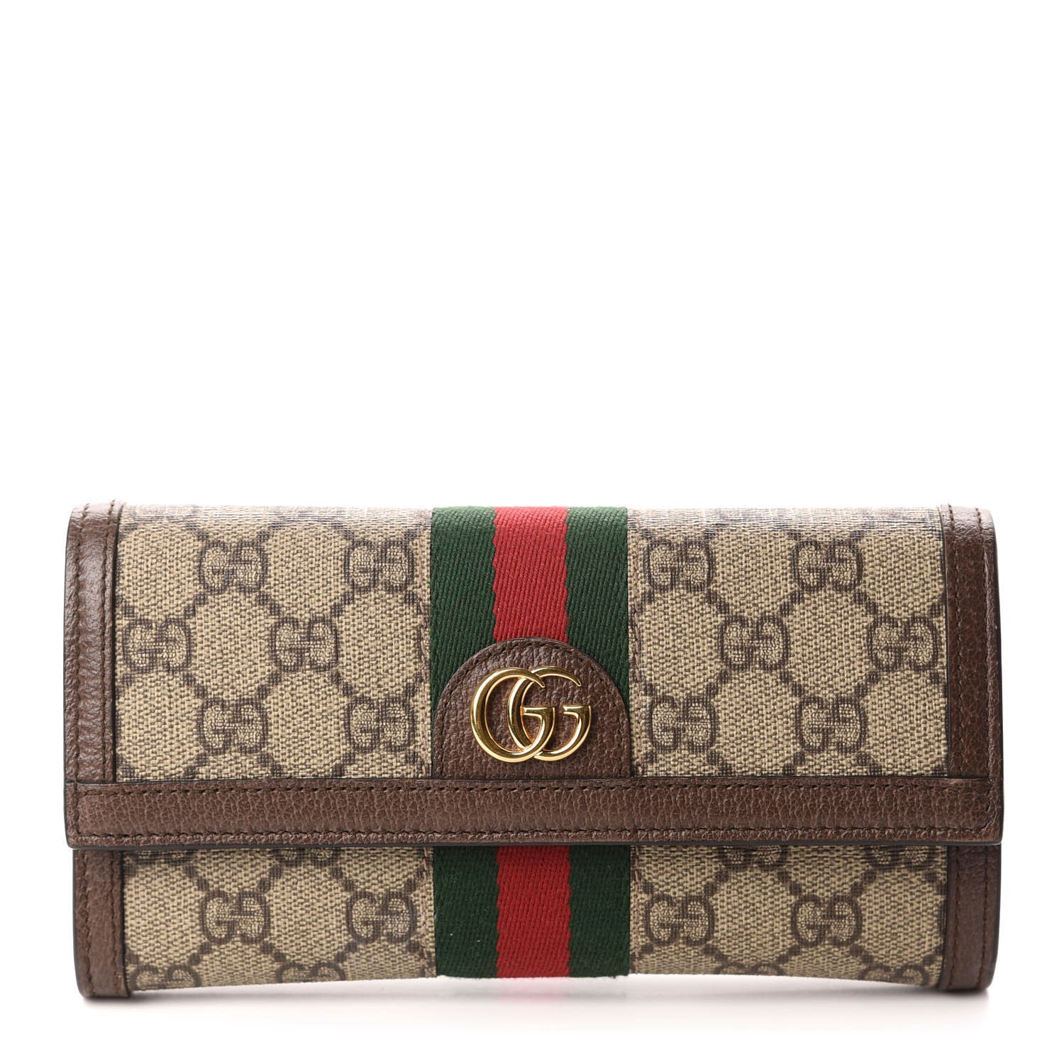 Gucci GG Supreme Monogram Web Ophidia Continental Wallet Brown 1 of 9
