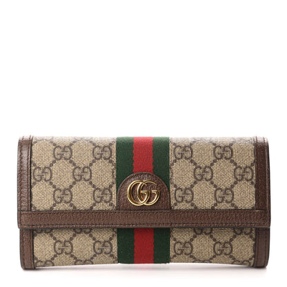Gucci GG Supreme Monogram Web Ophidia Continental Wallet Brown 1 of 9