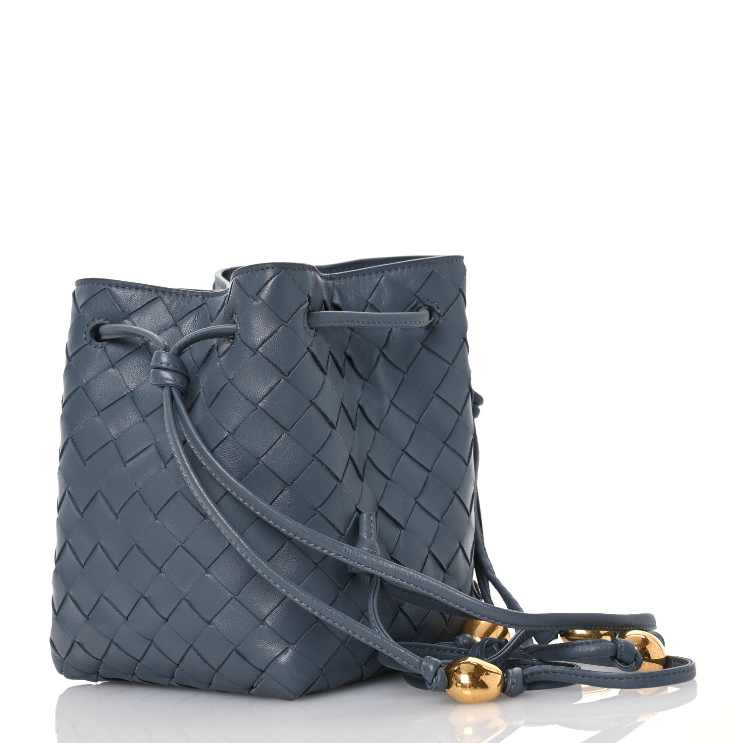 Bottega Veneta Nappa Intrecciato Small Drawstring Bucket Bag Thunder 3 of 14