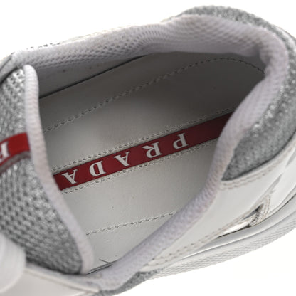 Prada Vernice Soft Mesh Mens America's Cup Biker Sneakers 6.5 White Argento 9 of 11
