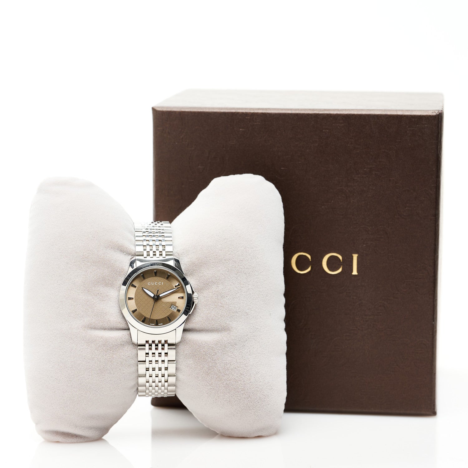 Gucci Stainless Steel 27mm G-Timeless Quartz Watch Brown 6 of 7