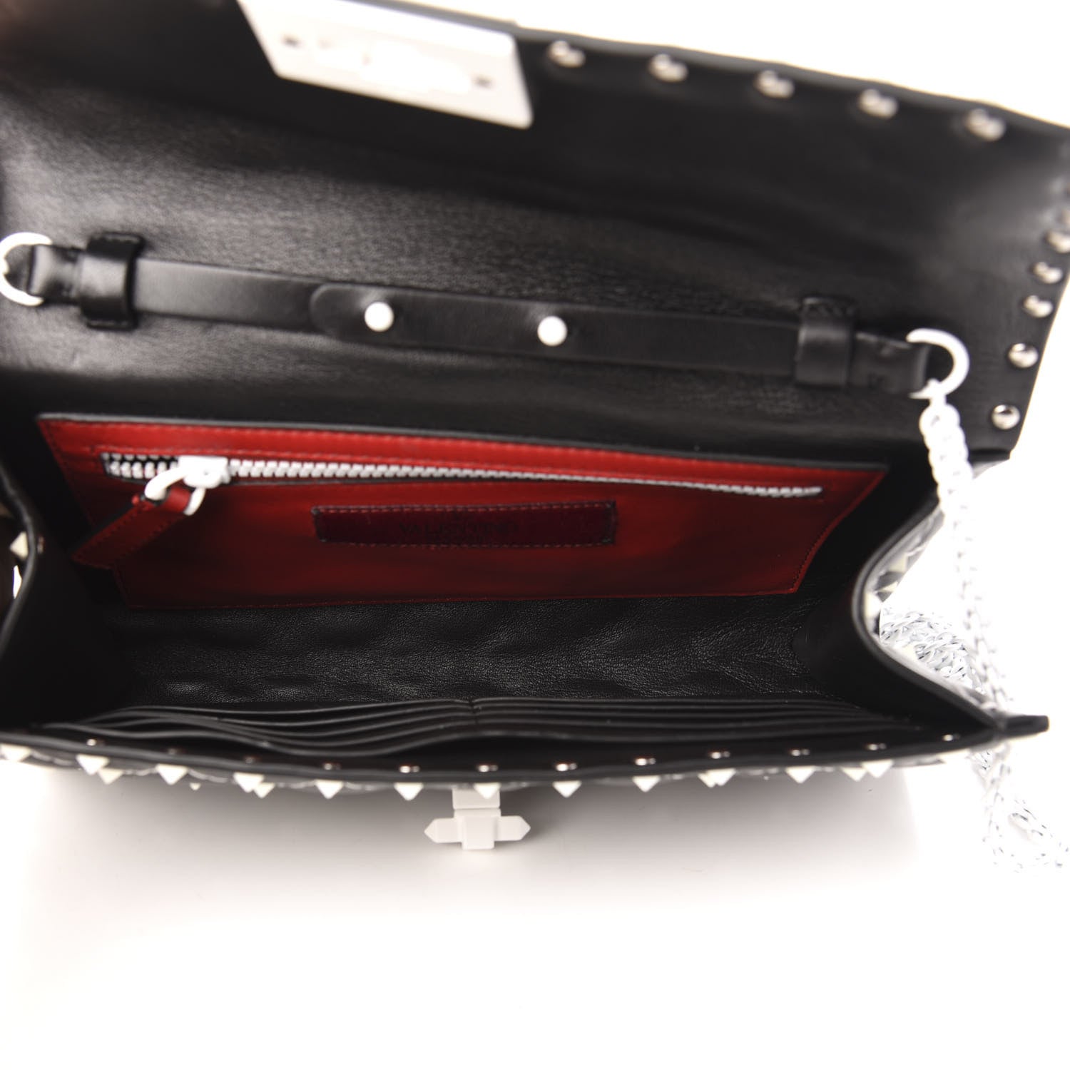 Valentino Garavani Lambskin Free Rockstud Spike Wallet On Chain Black 5 of 10