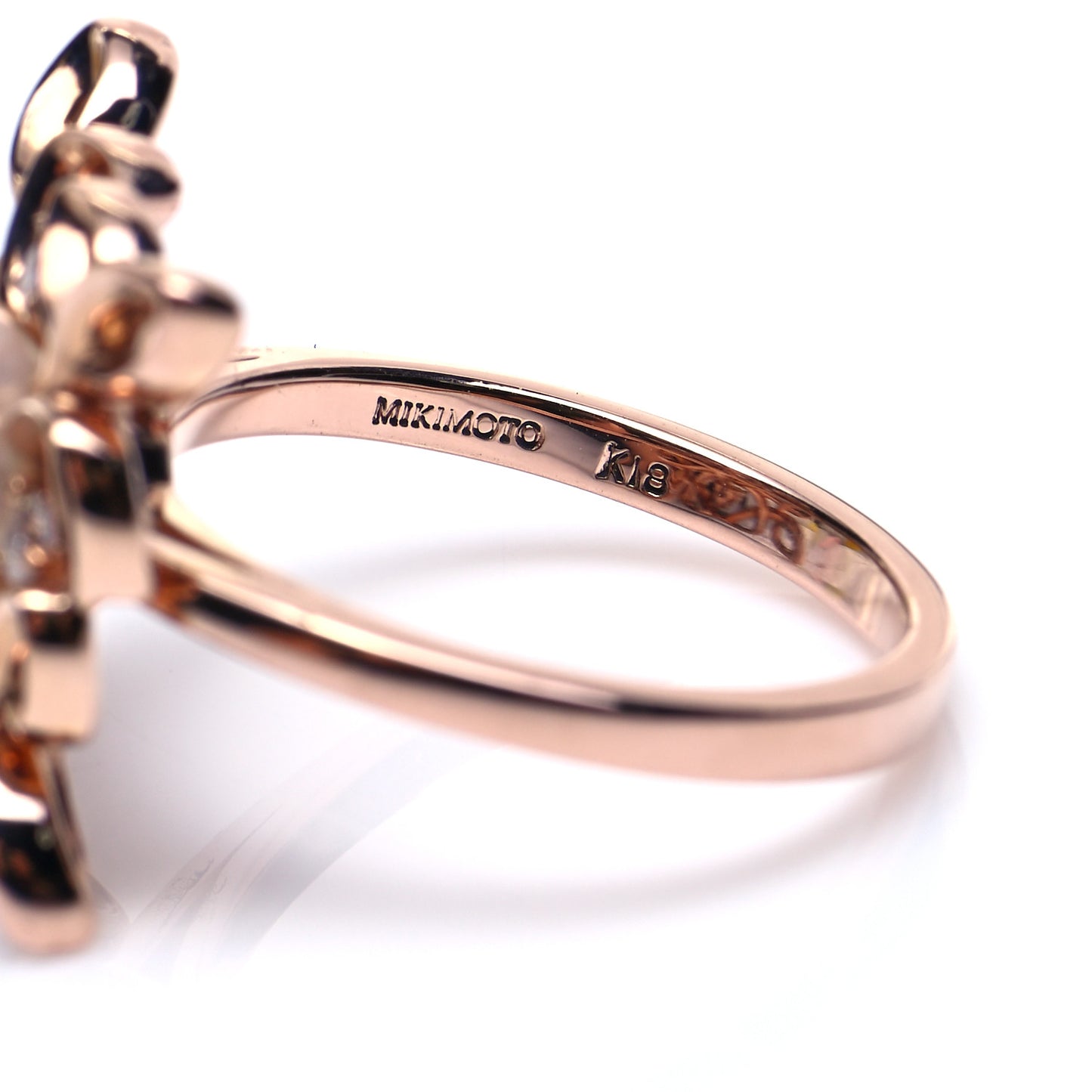 18K Rose Gold Diamond Akoya Pearl 7mm Filigree Ring 52 6