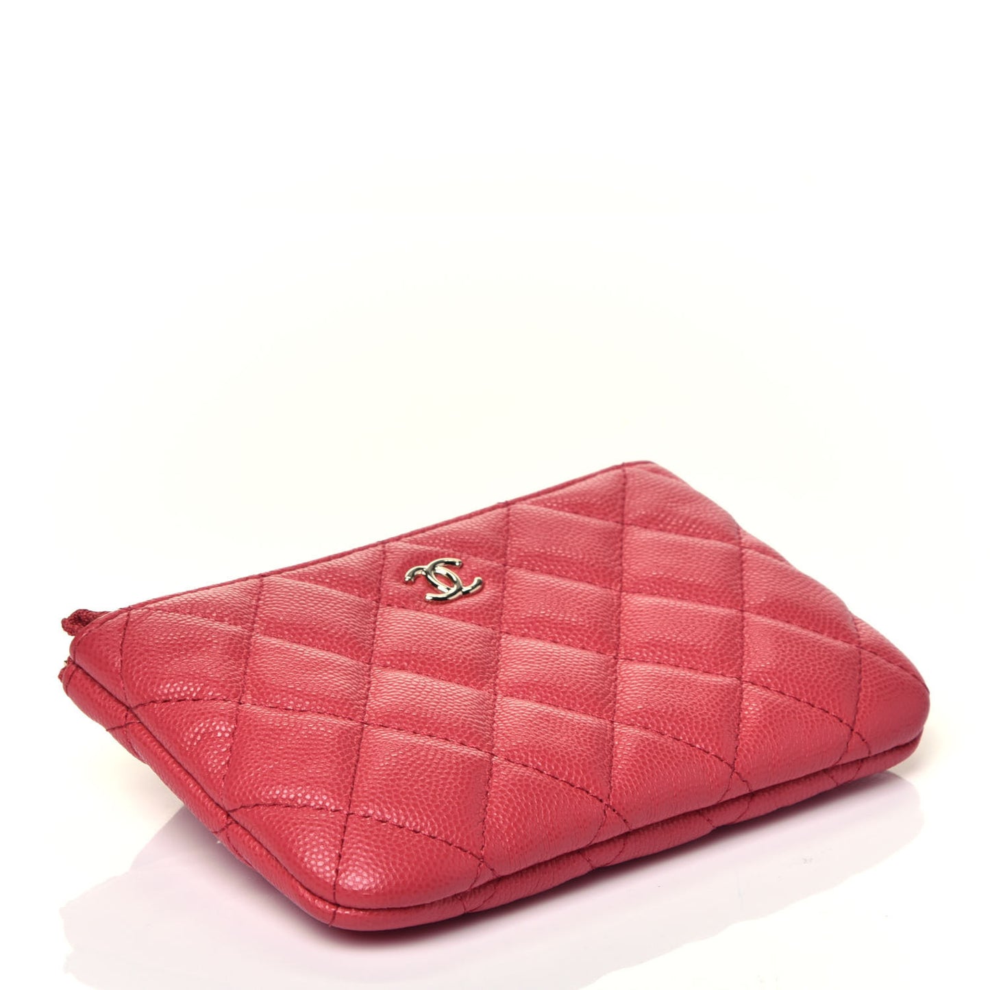 Caviar Quilted Small Cosmetic Case Dark Pink