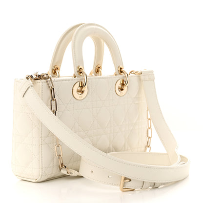 Christian Dior Lambskin Cannage Medium Lady D-Joy White 3 of 11