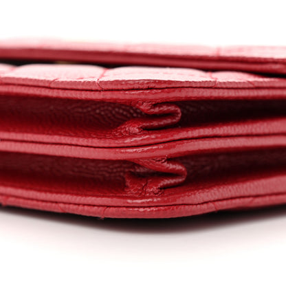 Chanel Caviar Quilted Square Wallet On Chain WOC Dark Red 11 of 17