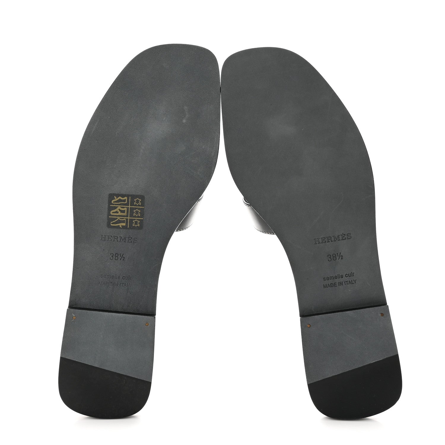 Hermes Box Calfskin Oran Sandals 38.5 Black 5 of 8