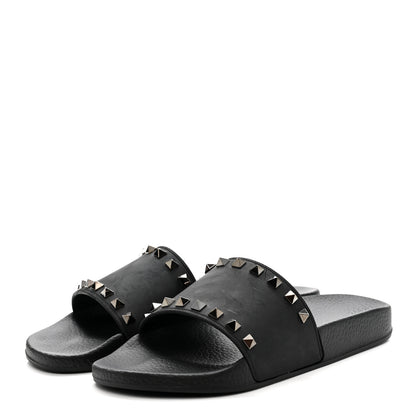 Valentino Garavani Rubber Rockstud Slide Sandals 39 Black 4 of 9