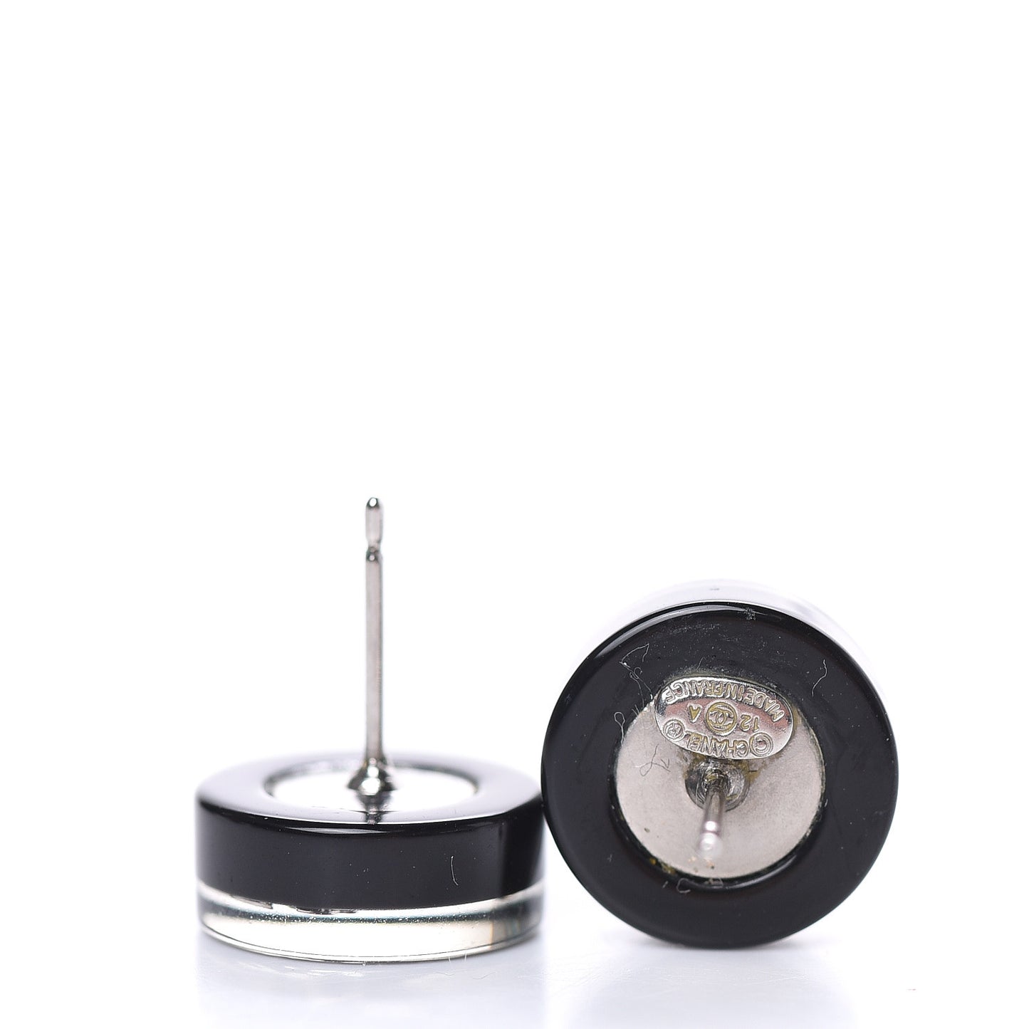 Resin CC Earrings Black Silver