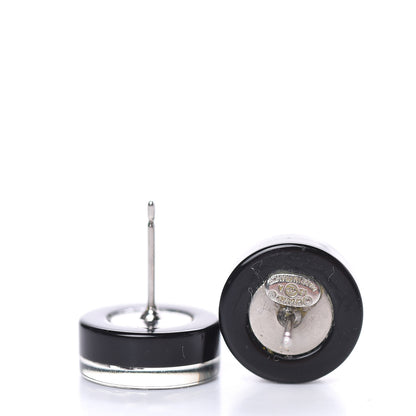 Chanel Resin CC Earrings Black Silver 3 of 4