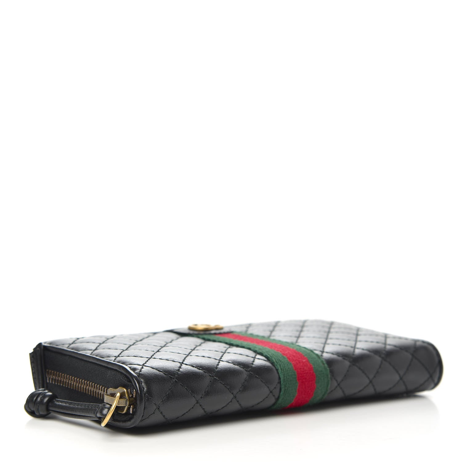 Gucci Calfskin Web Trapuntata GG Zip Around Wallet Black 4 of 7