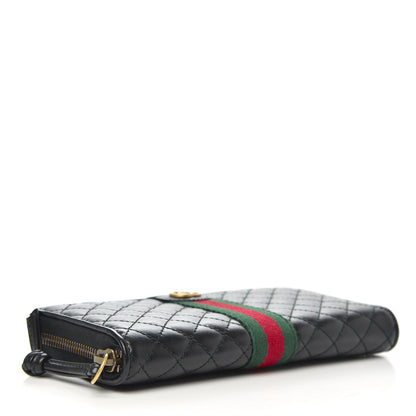 Gucci Calfskin Web Trapuntata GG Zip Around Wallet Black 4 of 7