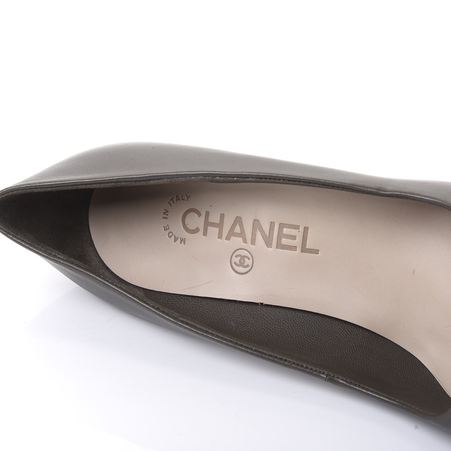 Chanel Lambskin Cap Toe CC Pumps 36.5 Grey Black 7 of 10