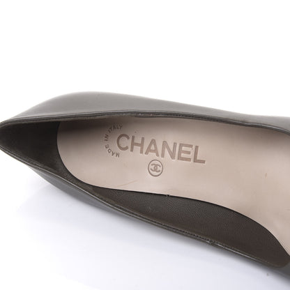 Chanel Lambskin Cap Toe CC Pumps 36.5 Grey Black 7 of 10