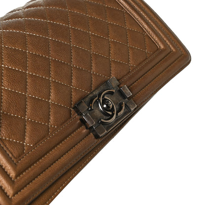 Chanel Metallic Calfskin Quilted Medium Boy Flap Dark Gold 11 of 18