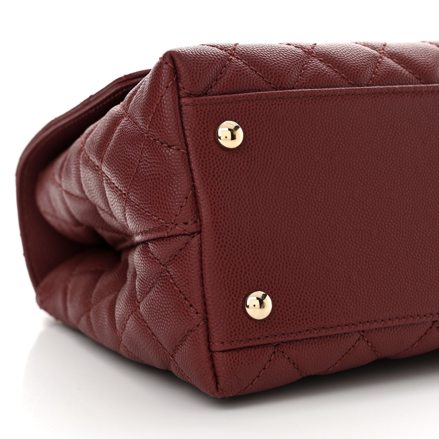 Caviar Quilted Small Coco Handle Flap Burgundy