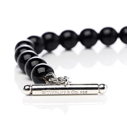Tiffany Sterling Silver Black Onyx Bead Toggle Bracelet 5 of 5