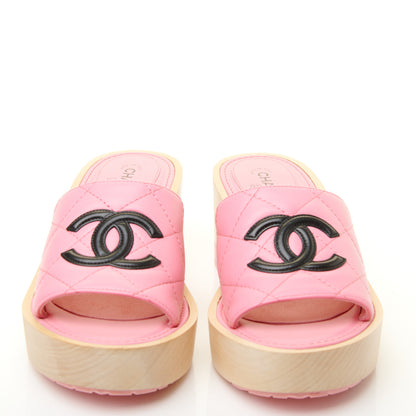 Chanel Lambskin CC Flat Slide Sandals 36 Pink 2 of 11