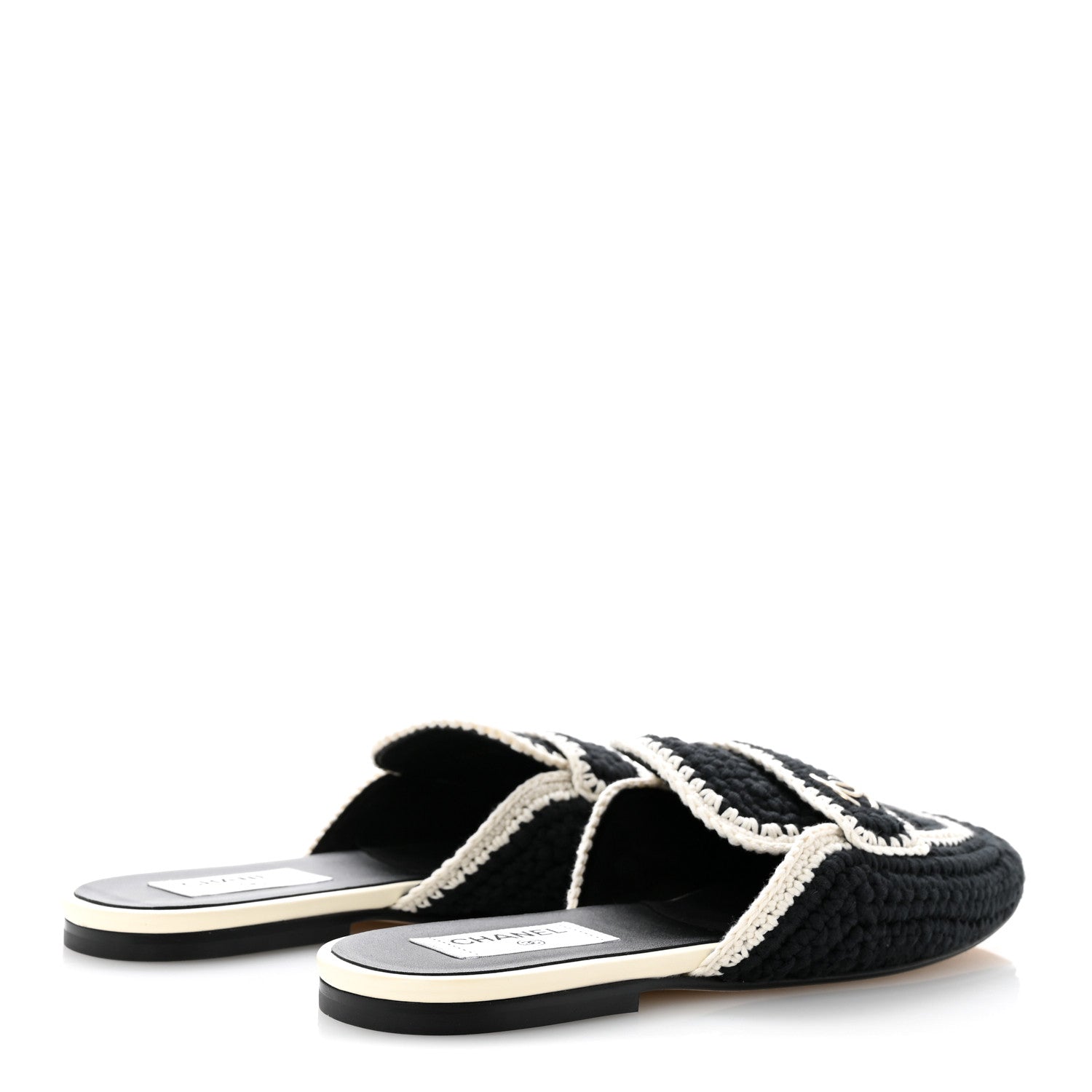 Chanel Crochet CC Mules 41 Black Ivory 5 of 10