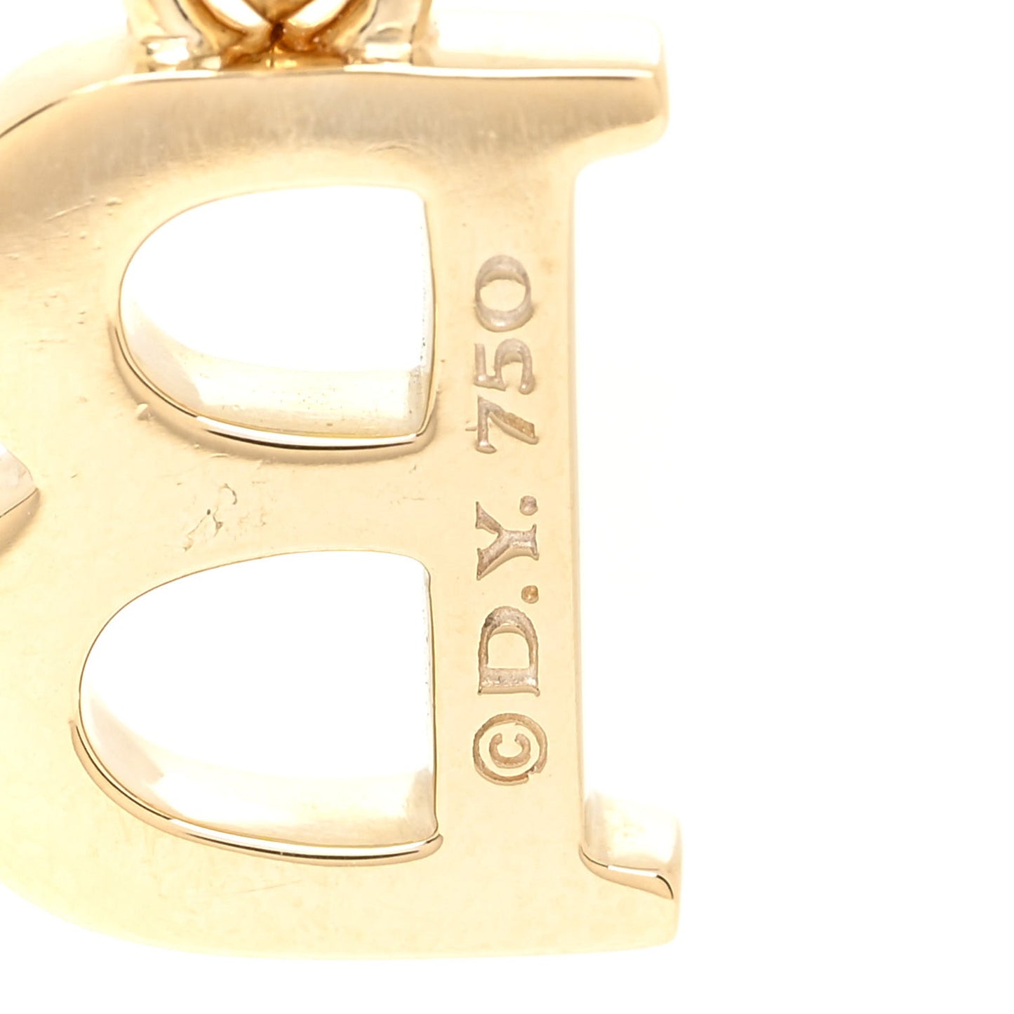 18K Yellow Gold Enamel Initial B Charm Pendant White