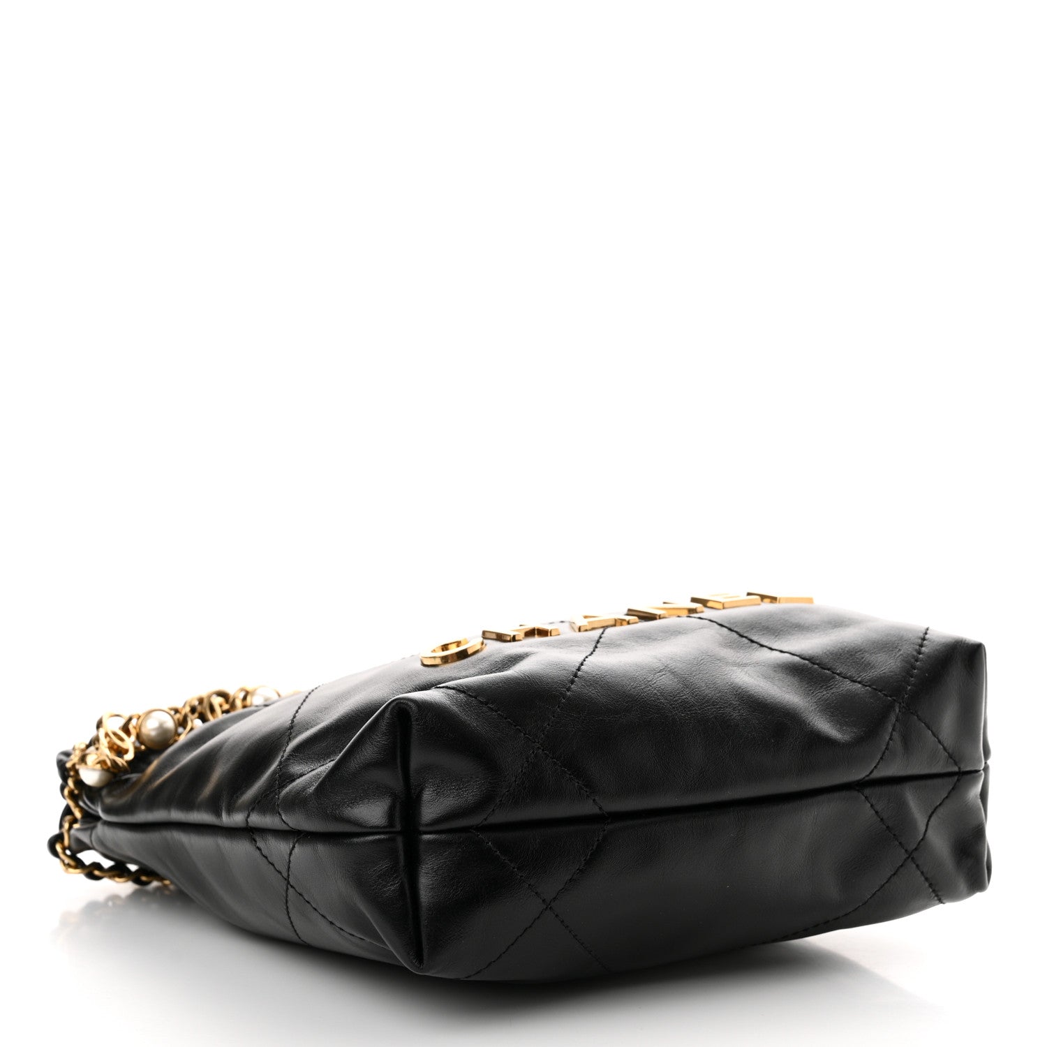 Chanel Shiny Calfskin Quilted Pearl CC Chain Mini Chanel 22 Black 4 of 11