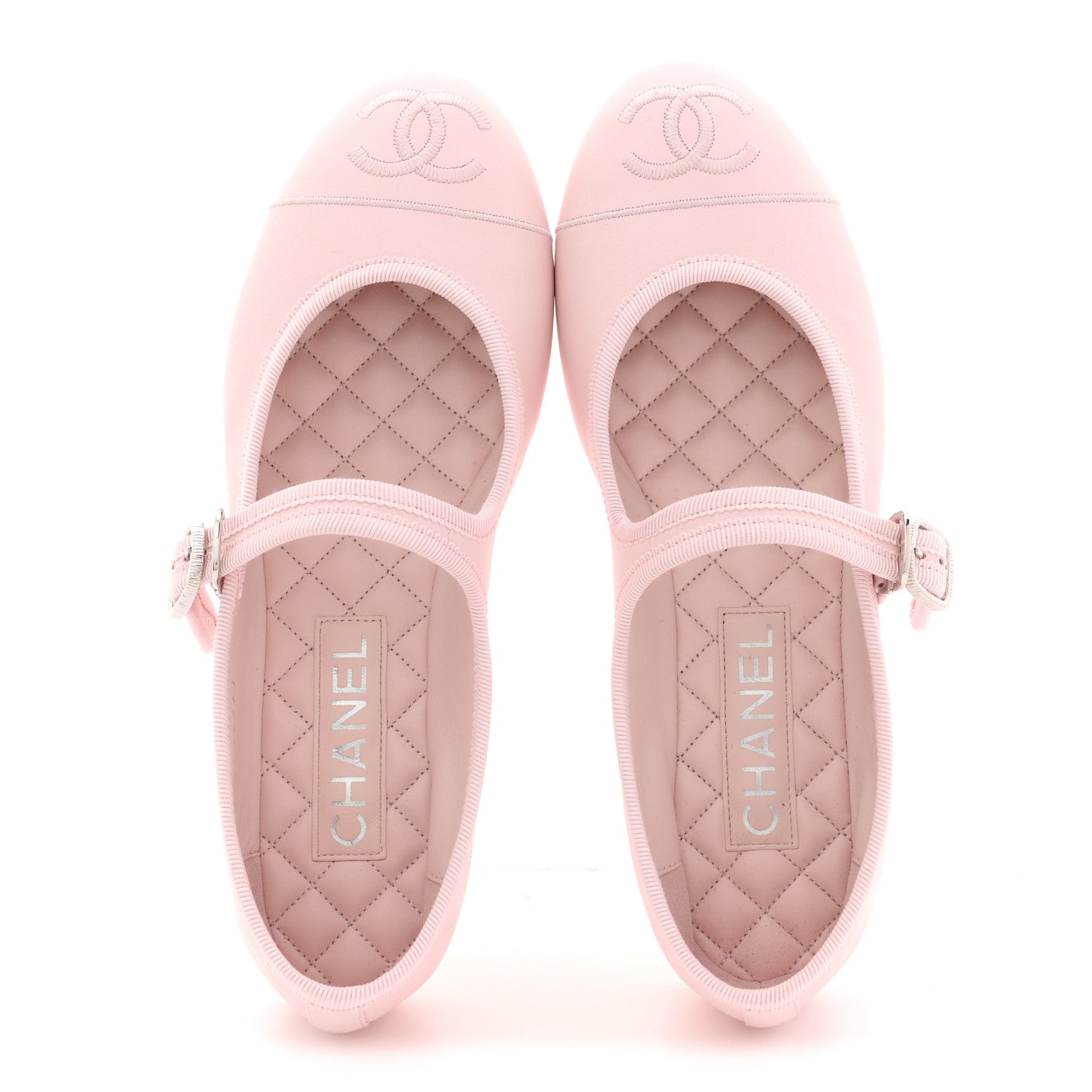 Chanel Lambskin Mary Jane Flats 38 Light Pink 2 of 10
