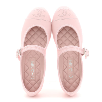 Chanel Lambskin Mary Jane Flats 38 Light Pink 2 of 10