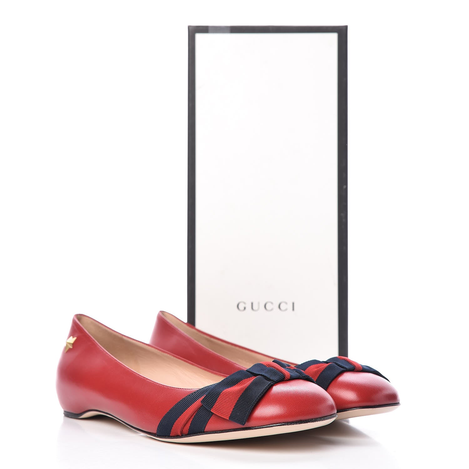 Gucci Malaga Kid Web Bow Ballerina Flats 38.5 Hibiscus Red 9 of 9