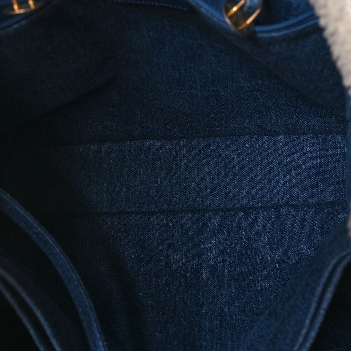 Denim Shearling Hieroglyph Coco Tote Blue