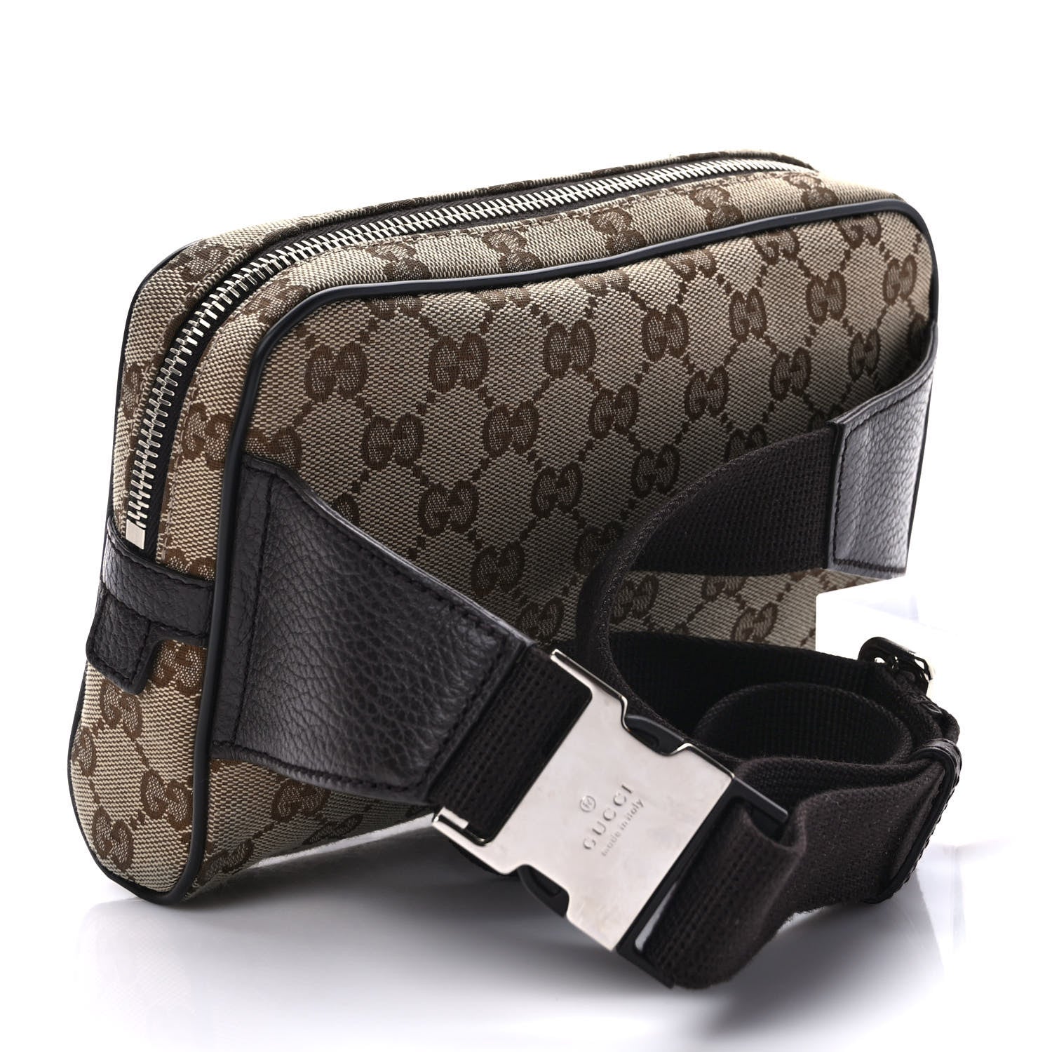Gucci Monogram Dollar Calfskin Belt Bag Beige Ebony Testa di Moro Marrone Scuro 3 of 9