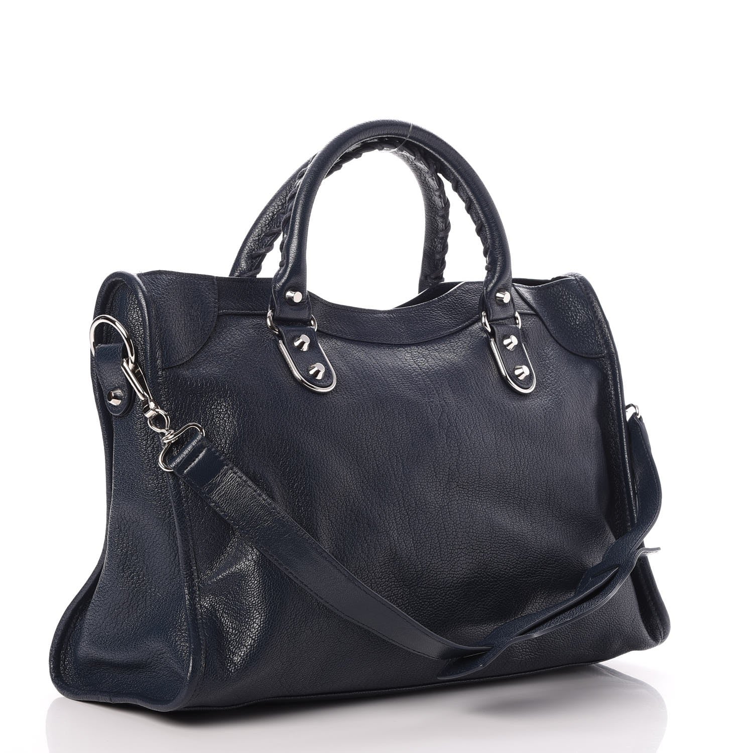 Balenciaga Chevre Silver Metallic Edge Hardware City Bleu Nuit Dark Sea 3 of 7