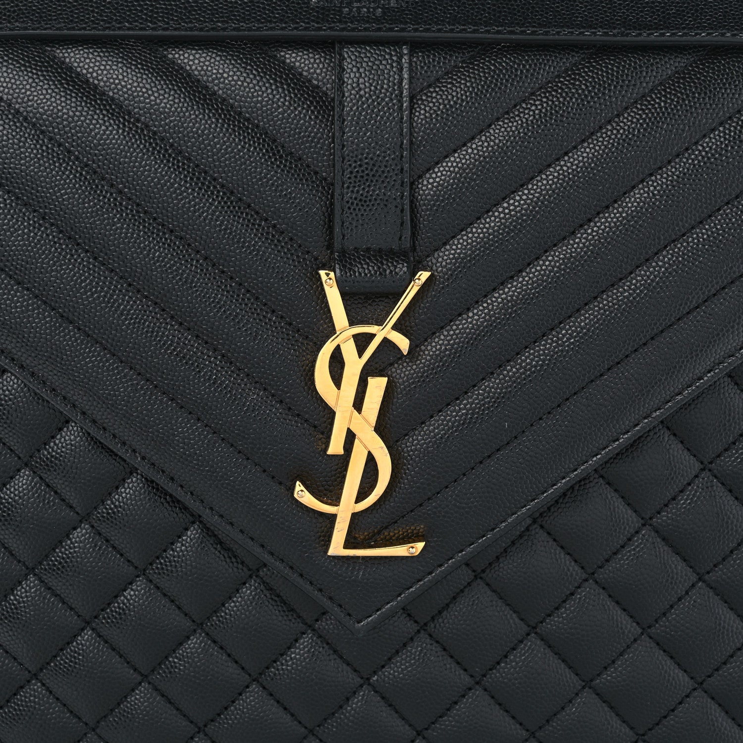 Saint Laurent Grain De Poudre Textured Mixed Matelasse Large Triquilt Monogram Satchel Black 9 of 11