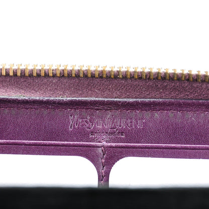 Saint Laurent Textured Patent Calfskin Belle De Jour Zip Around Wallet Purple 6 of 8