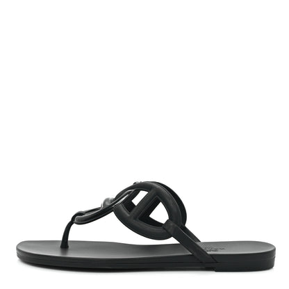 Hermes Rubber Womens Egerie Sandals 35 Black 1 of 10