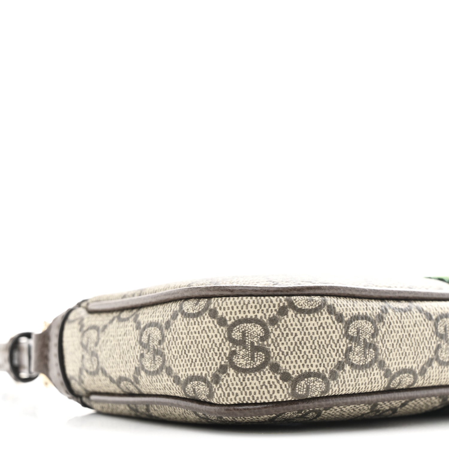 Gucci GG Supreme Monogram Textured Dollar Calfskin Web Mini Ophidia Shoulder Bag Beige Ebony New Acero 8 of 10