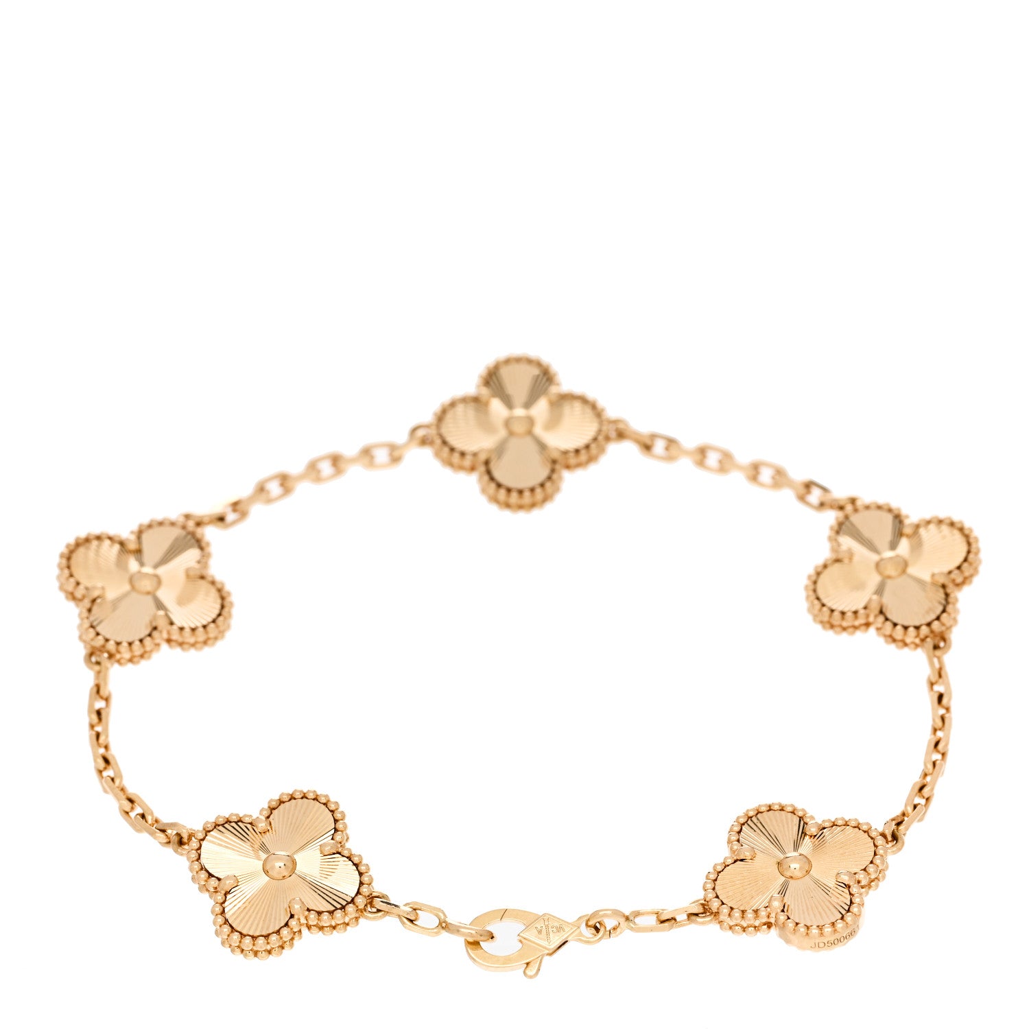 Van Cleef & Arpels 18K Yellow Gold 5 Motifs Guilloche Vintage Alhambra Bracelet 2 of 4