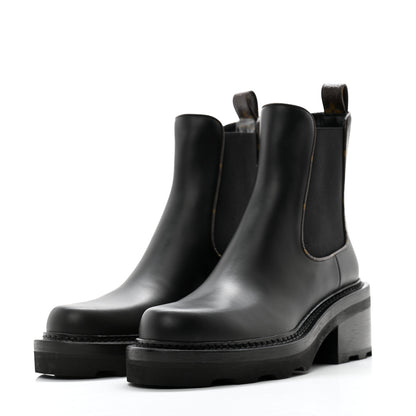 Louis Vuitton Calfskin Monogram Beaubourg Ankle Boots 37 Black 3 of 10