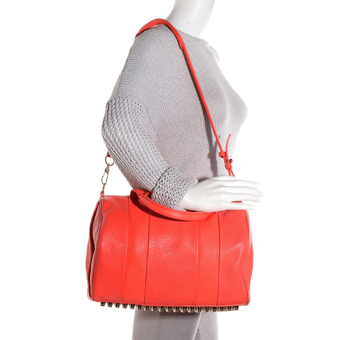 Pebbled Calfskin Rocco Tangerine with Pale Gold Hardware