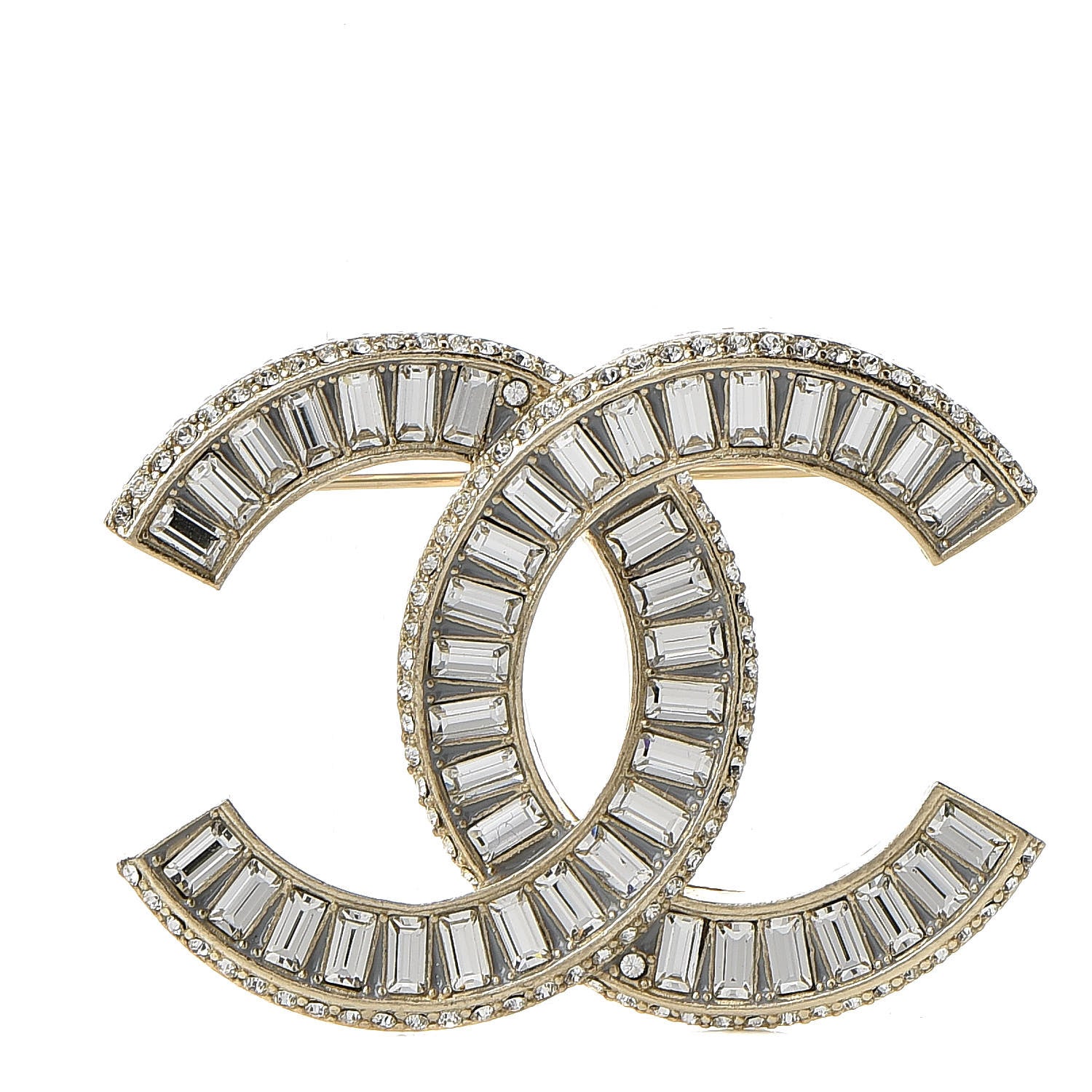 Chanel Baguette Crystal CC Brooch Gold 1 of 5