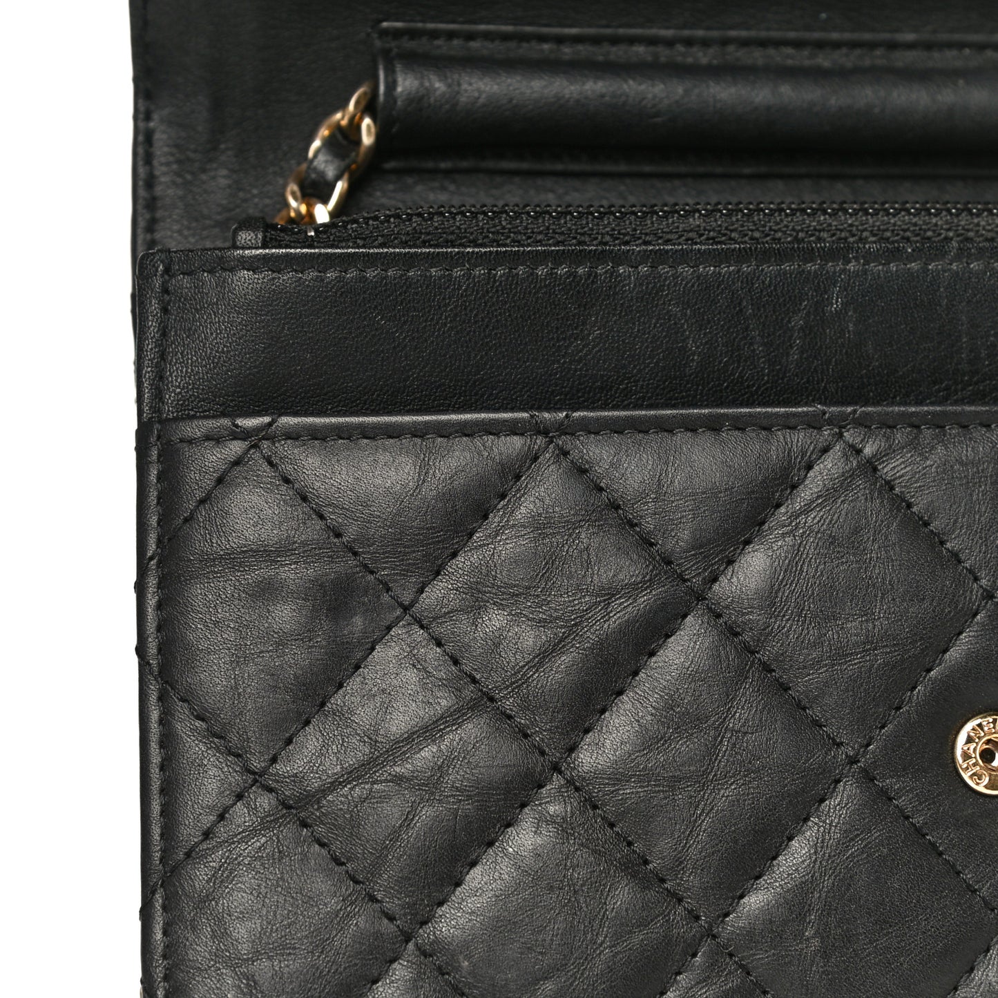 Aged Calfskin Quilted Reissue Wallet On Chain WOC Black