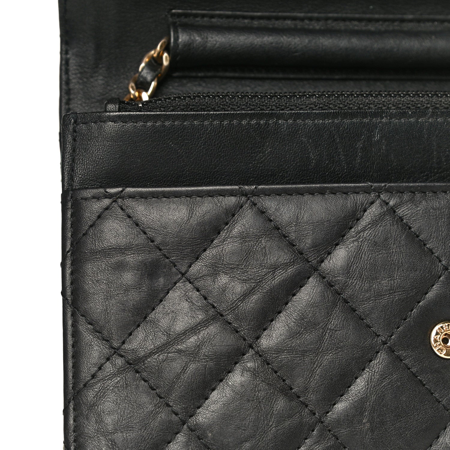 Chanel Aged Calfskin Quilted Reissue Wallet On Chain WOC Black 16 of 27