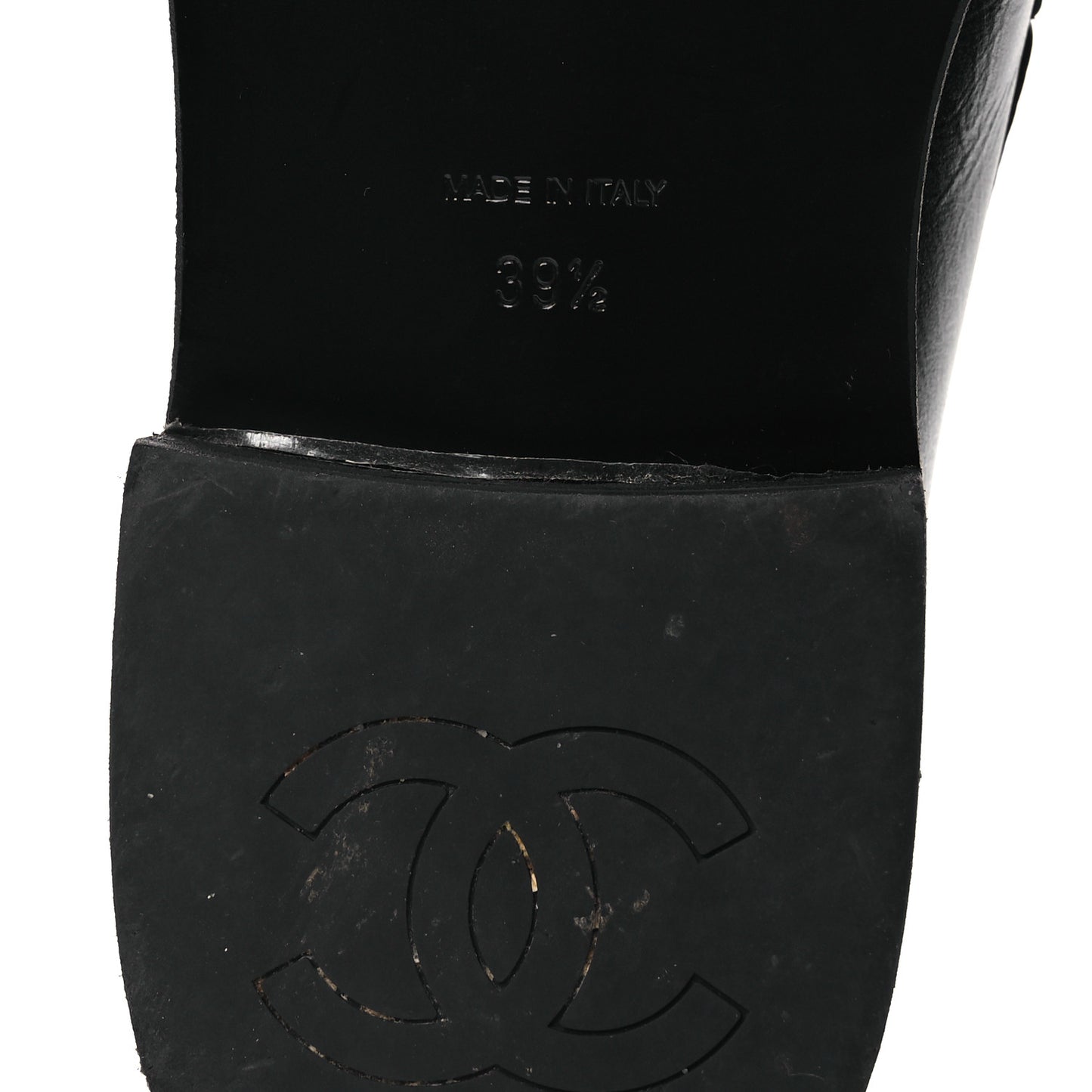 Calfskin Enamel Charms Mocassin Loafers 39.5 Black