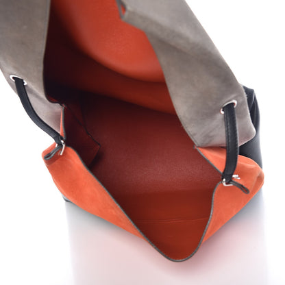 Celine Calfskin Suede All Soft Shoulder Bag Grey Bright Orange Black 6 of 15
