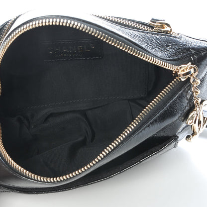 Chanel Crumpled Glazed Lambskin Quilted Waist Bag Fanny Pack Black 5 of 7
